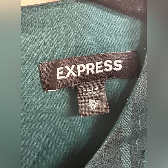 Express Green Mini Dress Textured Green Metallic Long Sleeve Dress XS - Picture 3 of 5